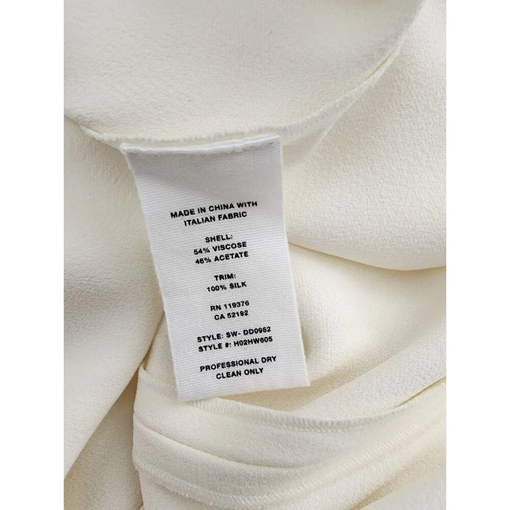 Helmut Lang NWT Ivory Dress Shoulder Tie Midi Solid Drape Party  Extra Small XS